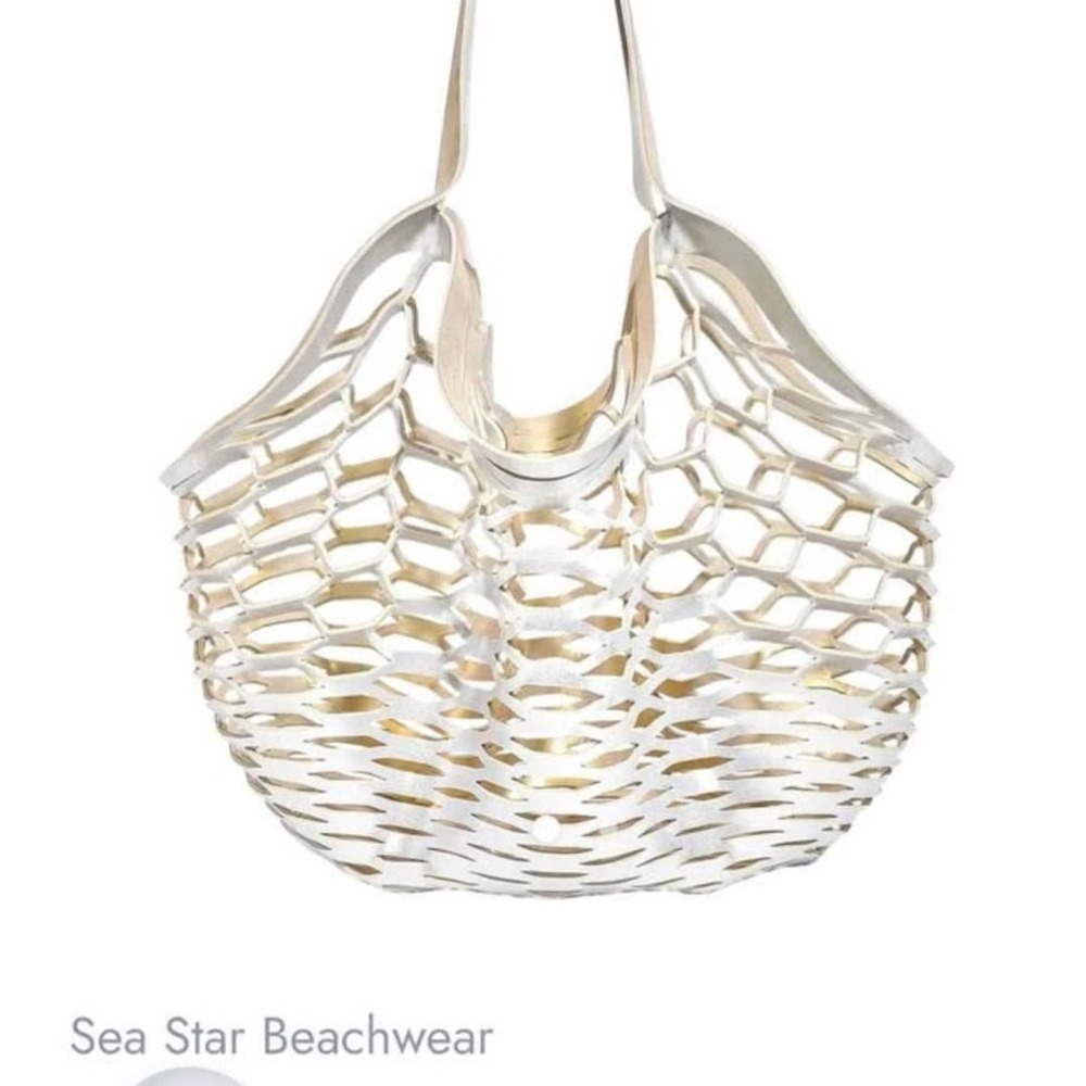 Sea Star Beachwear Fisherman's Tote in White Gold/Platinum - Picture 5 of 5